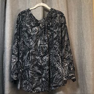 Loft Black and White Printed Blouse - Size Large